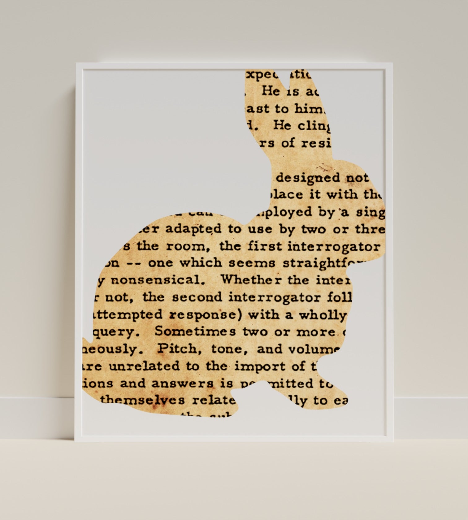 Vintage Text Bunny Silhouette Wall Art Print Product
