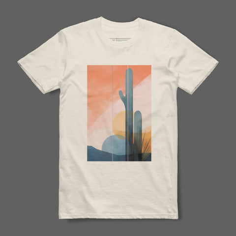 Modern Art Cactus Sunset Scene Graphic T-Shirt