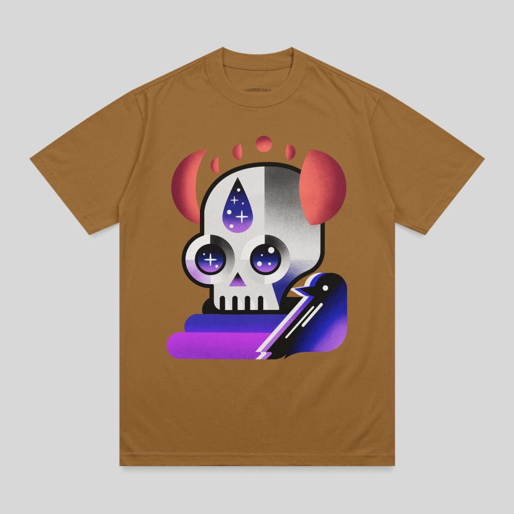 Cosmic Starry Eyed Skull Moon Phases Bird Design product type