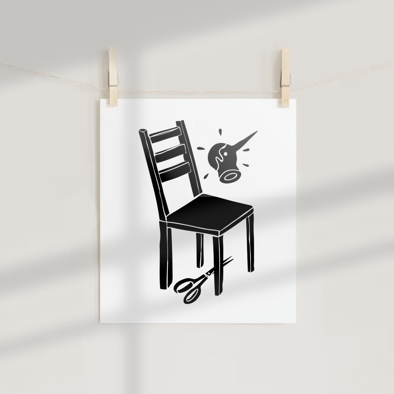 Creative Chair and Scissors Art Print Wall Decoration
