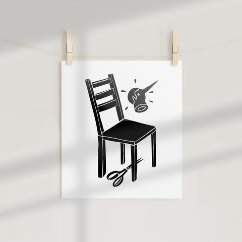 Creative Chair and Scissors Art Print Wall Decoration