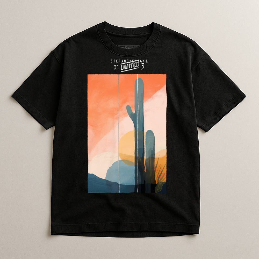 Graphic T-Shirt with Artistic Desert Sunset Design