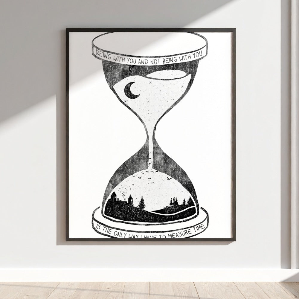 Artistic Hourglass Time Quote Wall Art Print Decor