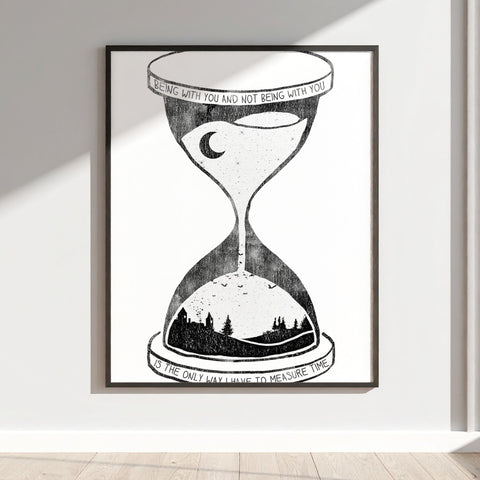 Artistic Hourglass Time Quote Wall Art Print Decor