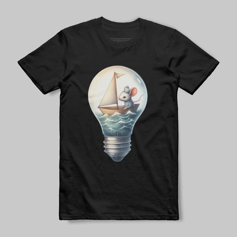 Creative Lightbulb Sailboat Print T-Shirt