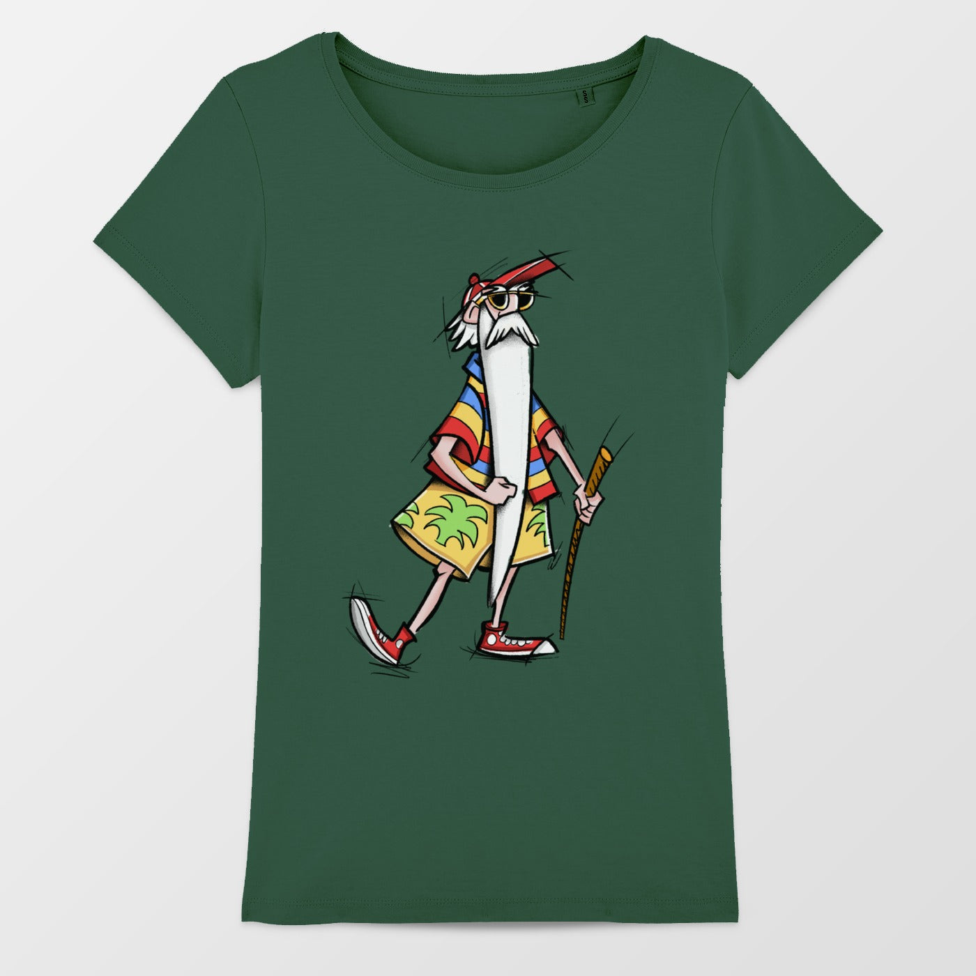 Cool Cartoon Character in Tropical Beachwear T-shirt