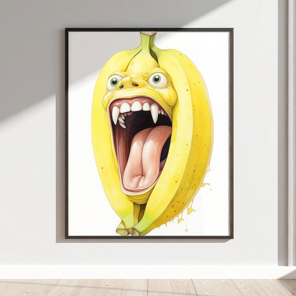 Funny Screaming Banana Art Print for Unique Wall Decor