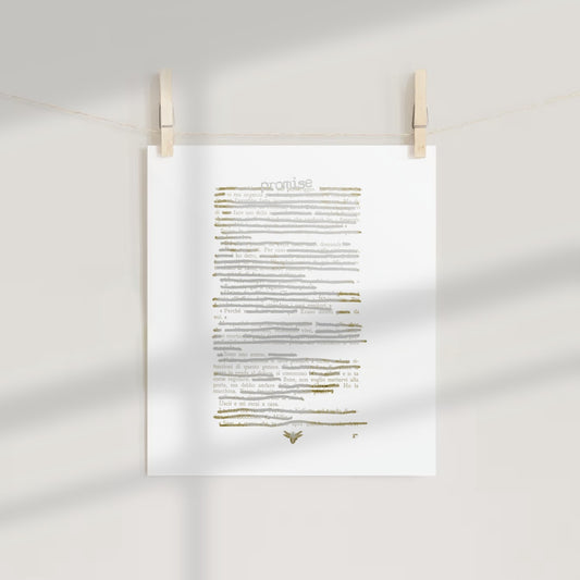 Promise Gold Embossed Artistic Typography Print