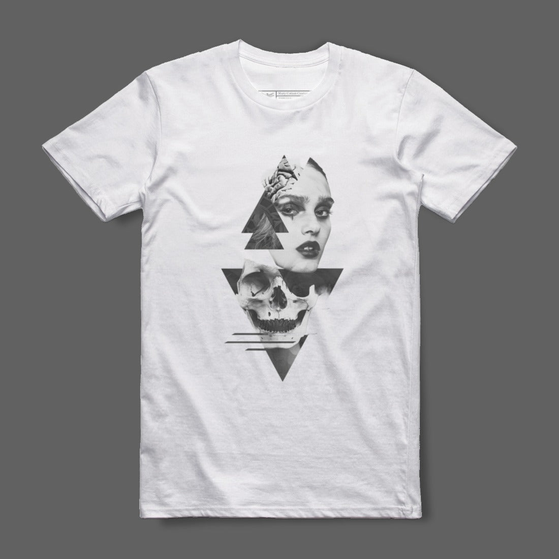 Gothic Art Skull and Woman Graphic T-Shirt