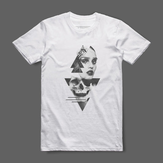 Gothic Art Skull and Woman Graphic T-Shirt