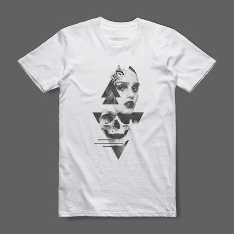 Gothic Art Skull and Woman Graphic T-Shirt