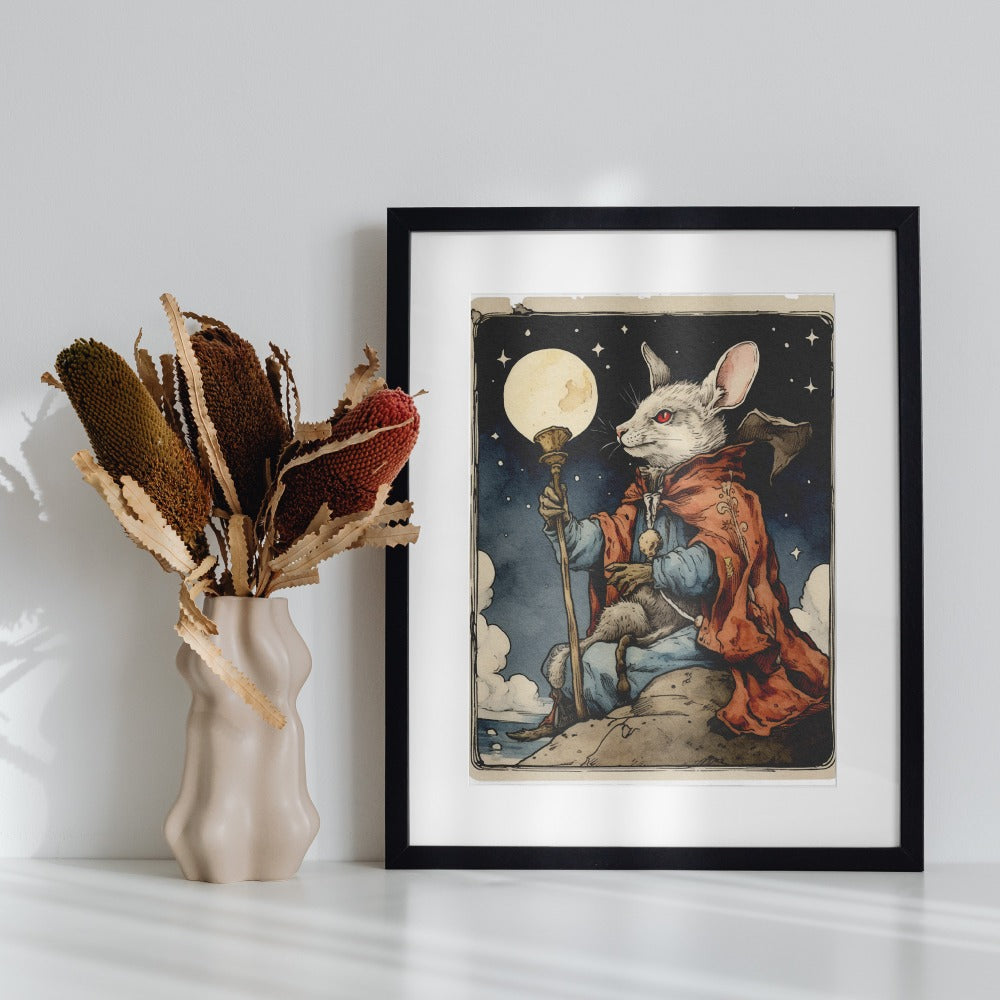 Enchanting Moon Rabbit Illustration Framable Wall Art