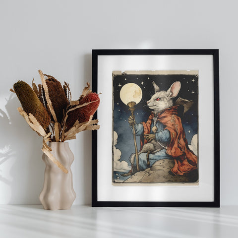 Enchanting Moon Rabbit Illustration Framable Wall Art
