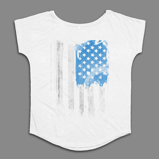 Vintage Distressed Blue Stars and Stripes Tee Shirt