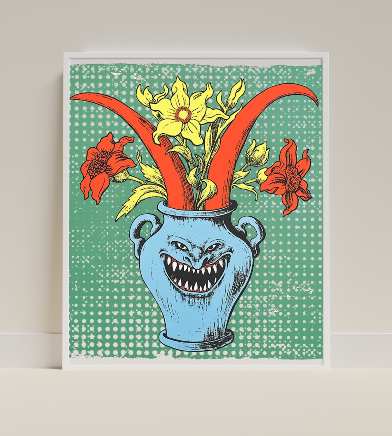 Abstract Art Print with Colorful Floral Design Artwork