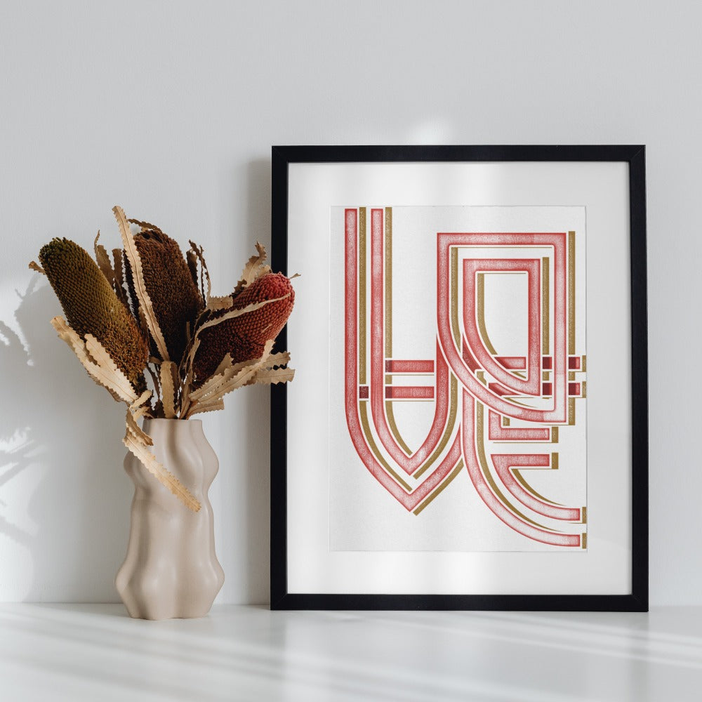 Retro Love Typography Art Print Wall Decor