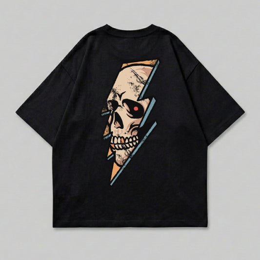 Skull Lightning Strike Back Print Black Product Type