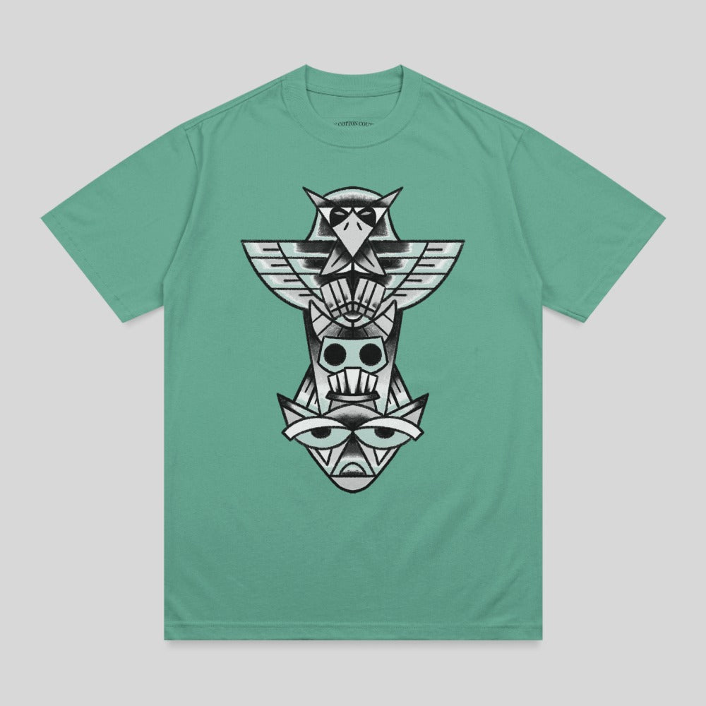 Teal Totem Pole Design Eagle Skull Tribal Faces product type