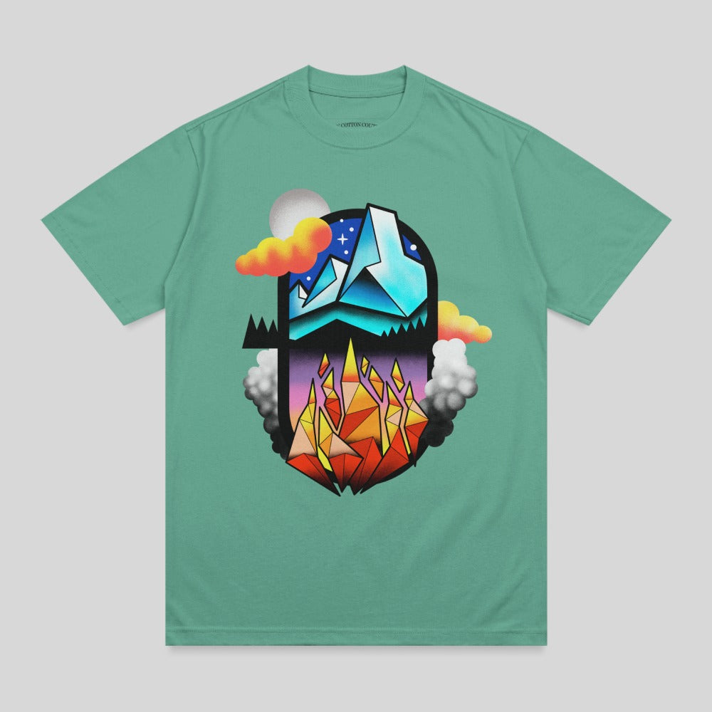 Mountain Night Sky Fire Crystal Abstract Design product type