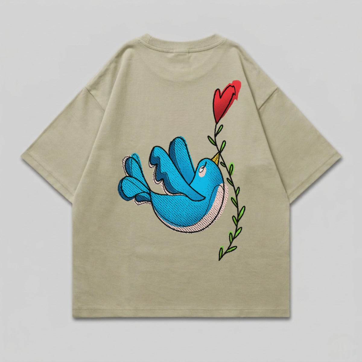 Cute Blue Bird Heart Vine Back Print Graphic product type