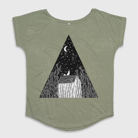 Moonlit Night Triangle Graphic Women's Tee