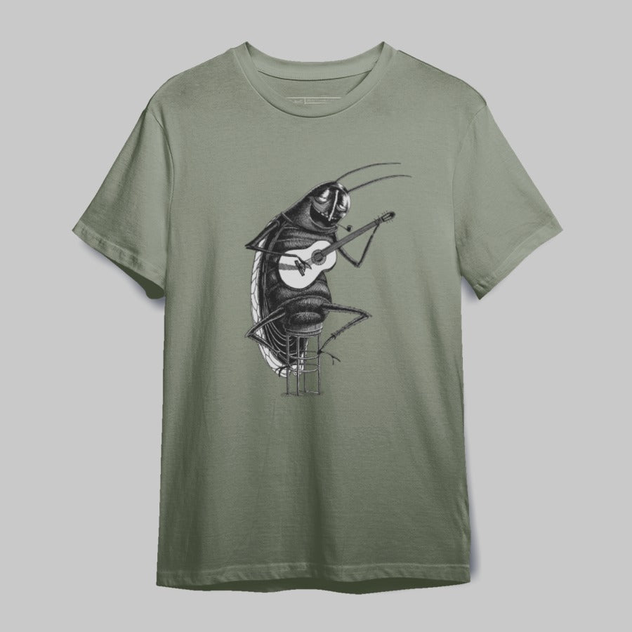 Cartoon Guitar-Playing Insect Short Sleeve Shirt