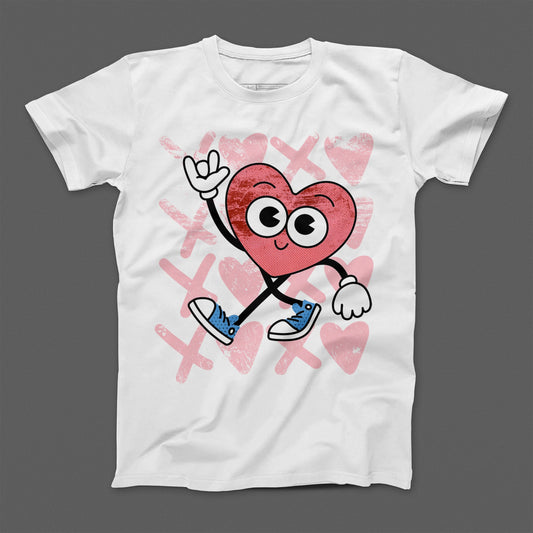 Cute Heart Character with Sneakers Graphic Tee Product