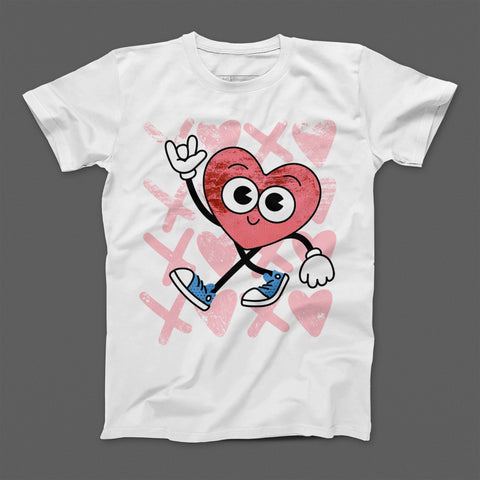 Cute Heart Character with Sneakers Graphic Tee Product