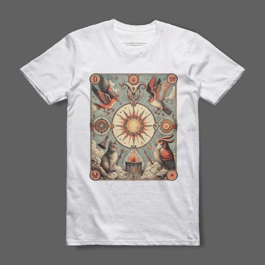 Mystical Animal Sun and Birds Graphic T-shirt