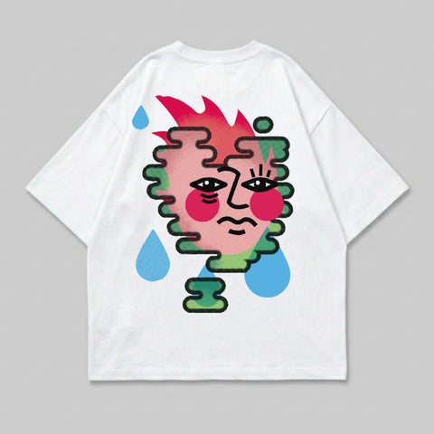 Abstract psychedelic crying facial graphic drops product type
Abstract graphic
Psychedelic design
Crying face art
Unique illustration
Colorful print
Surreal imagery
Droplets motif
Artistic statement
Streetwear graphic
Bold design
Modern art
Expressive face
Vibrant colors
White base
Graphic shirt
Distinctive style
Contemporary art
Visual art
Creative design
Abstract face