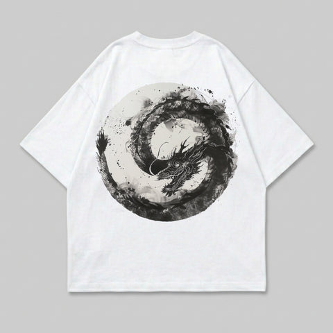 Oriental Mythic Dragon Ink Art Circular Design product type