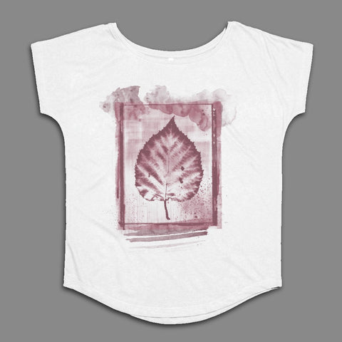 Abstract Pink Leaf Print Graphic Women's T-shirt