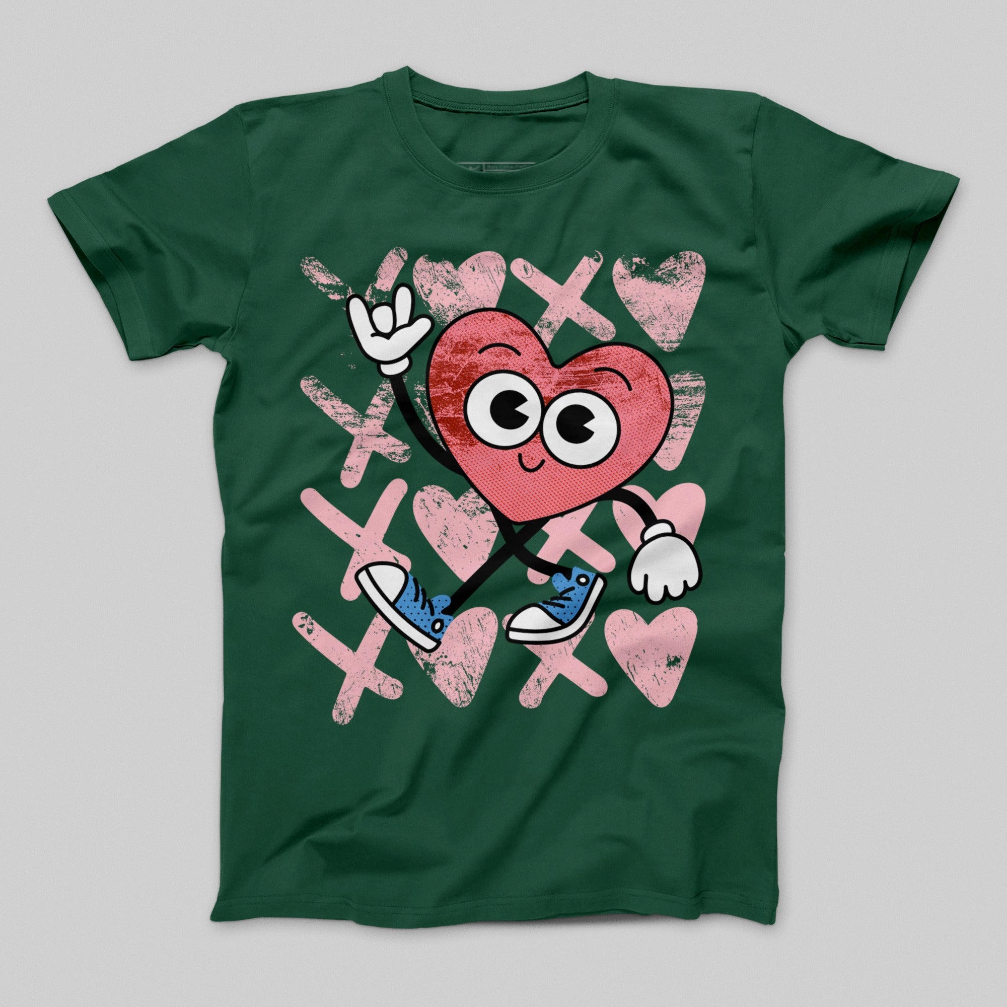 Cute Heart Character with Sneakers Graphic T-Shirt