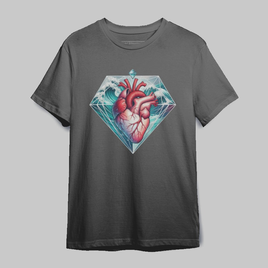 Heart in Geometric Diamond Art Design T-shirt