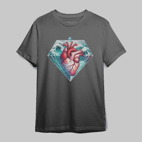 Heart in Geometric Diamond Art Design T-shirt