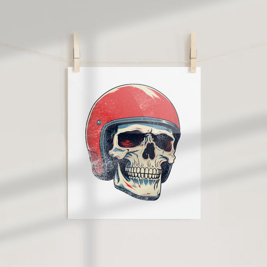 Skull with Red Helmet Art Print Poster Product