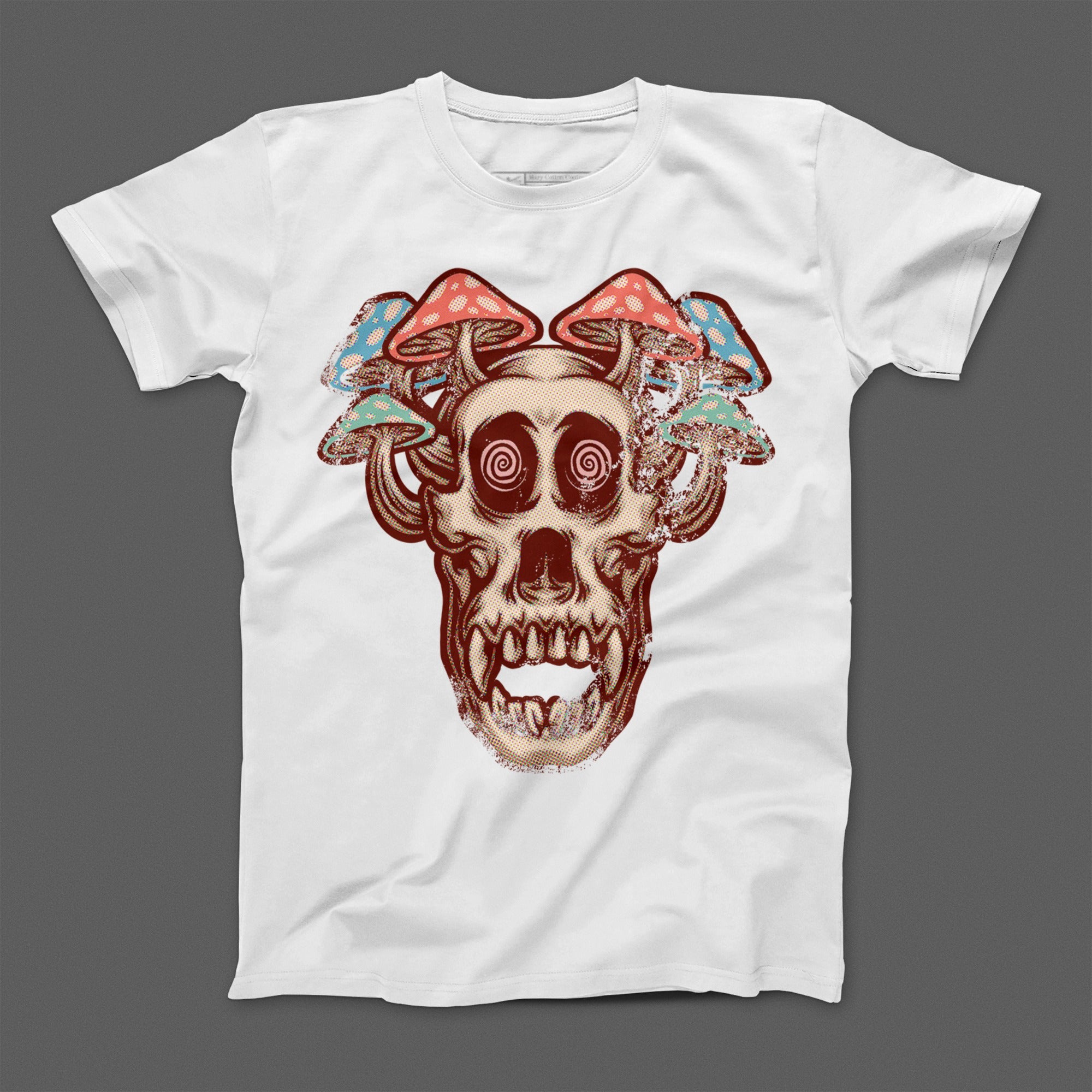 Psychedelic Skull with Mushrooms Graphic T-shirt