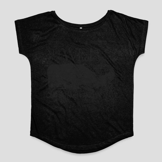 Women's Black Graphic Print Loose Fit T-shirt