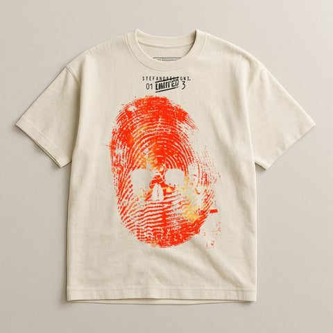 Abstract Fingerprint Skull Graphic T-Shirt for Men