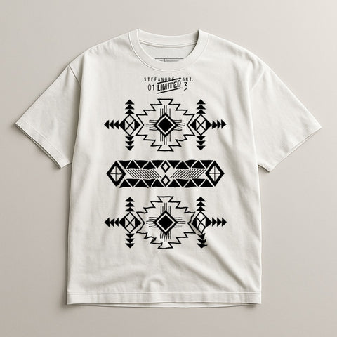 Aztec inspired graphic white t-shirt stylish design