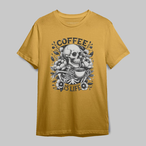 Coffee Is Life Skull Design T-shirt