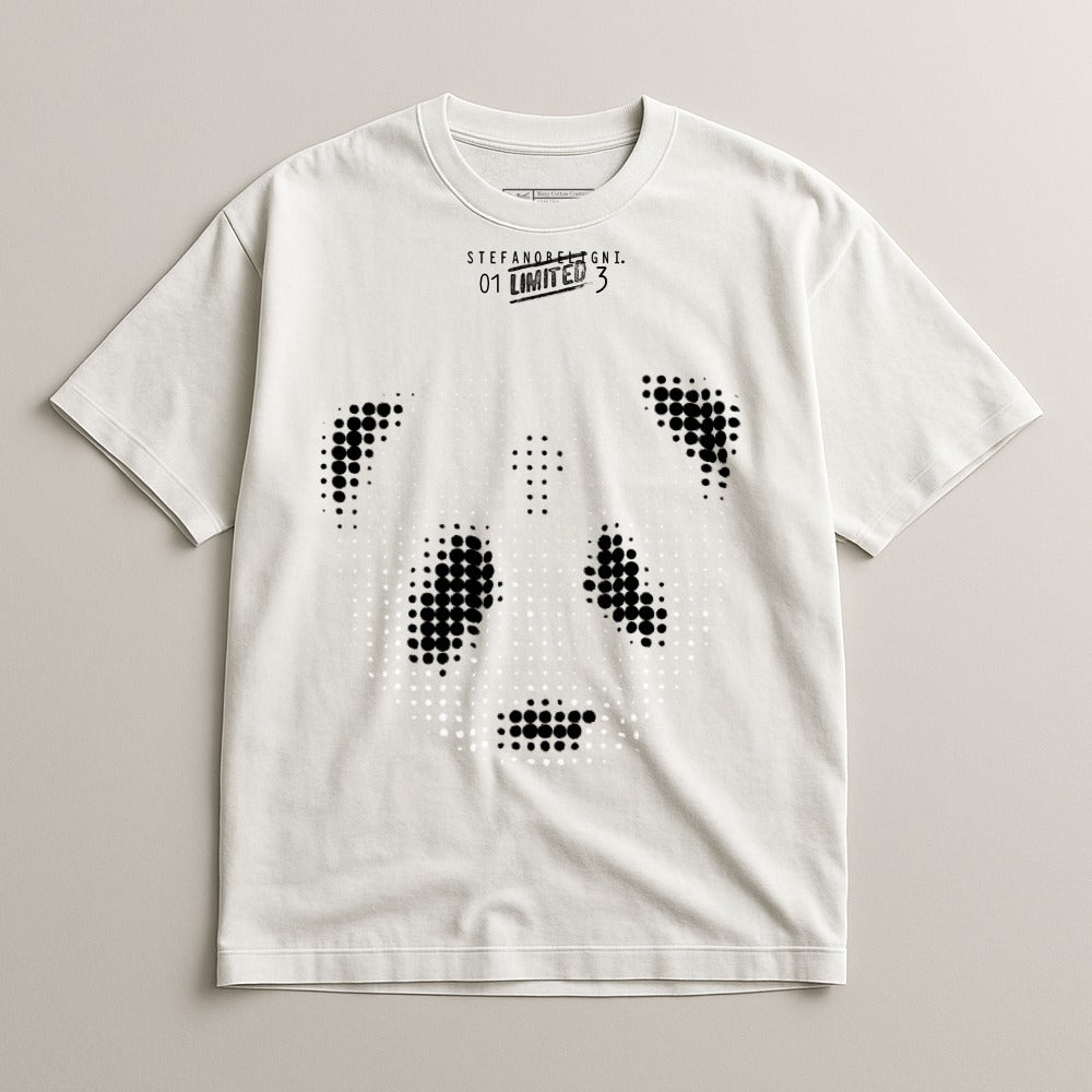 Graphic Tee with Abstract Panda Dot Design