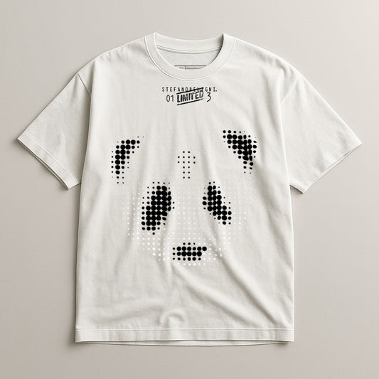 Graphic Tee with Abstract Panda Dot Design