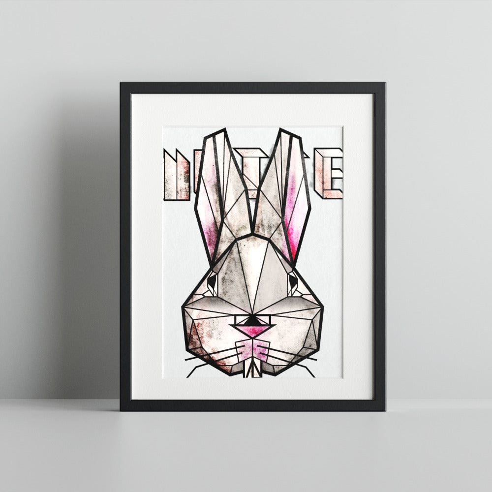 Geometric Bunny Artwork with Typographic Accent Poster