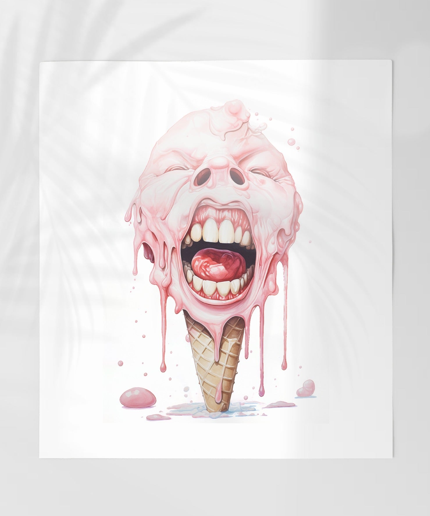 Creepy Melting Ice Cream Cone Print Artwork