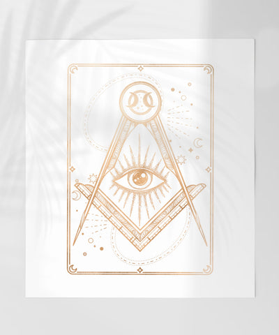 Mystical Eye and Compass Celestial Art Print