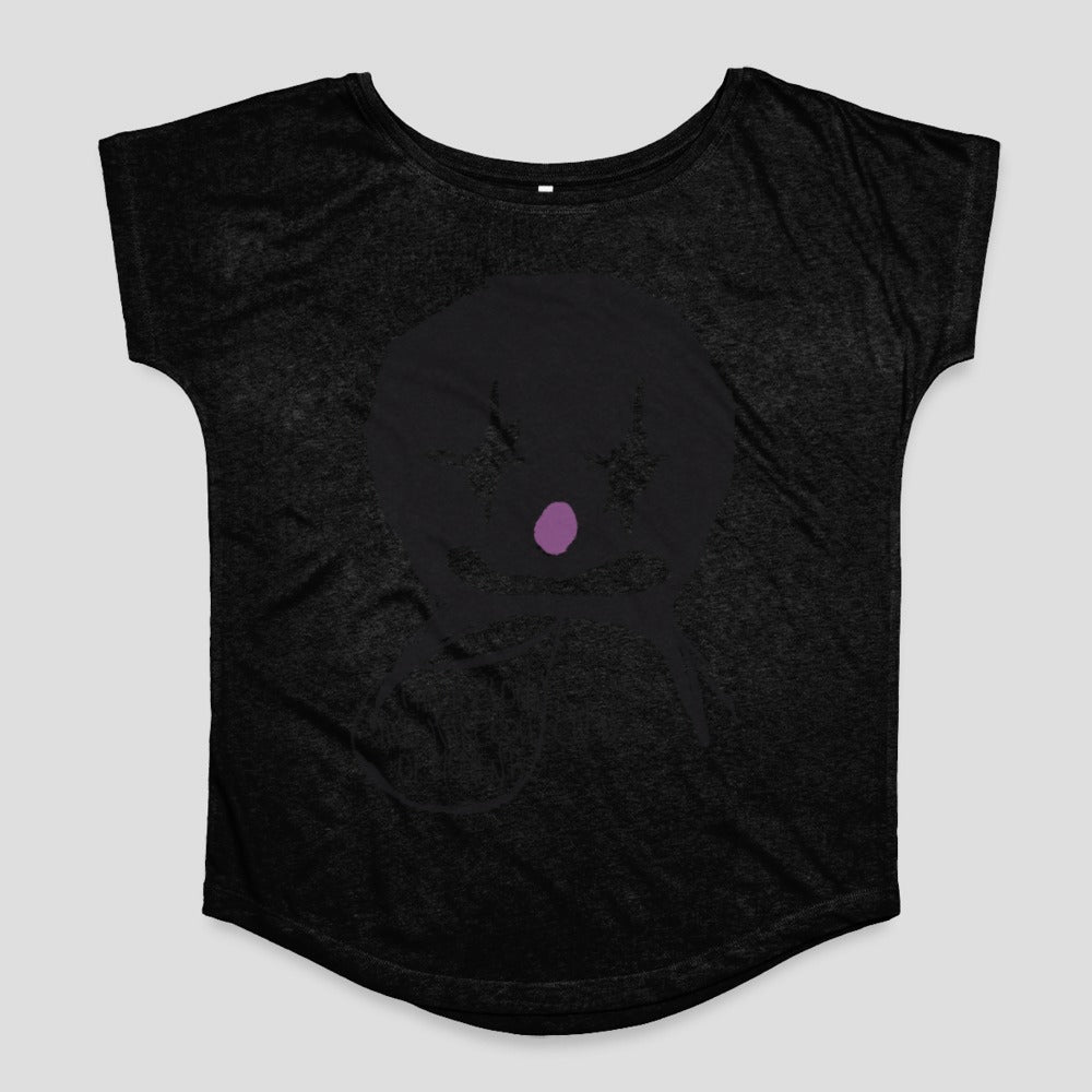 Abstract Face Design Printed Black T-shirt