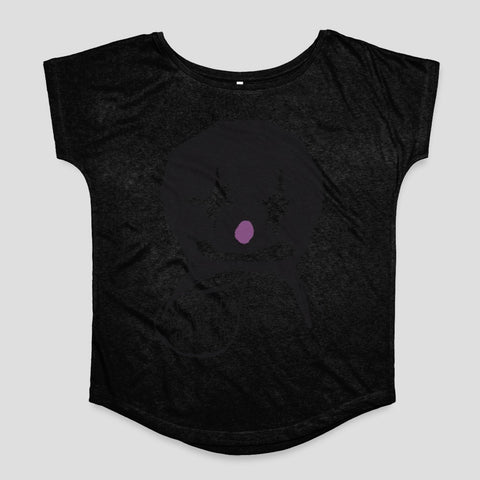 Abstract Face Design Printed Black T-shirt