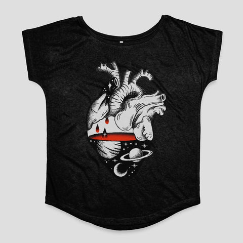 Unique Artistic Heart and Galaxy Graphic T-shirt