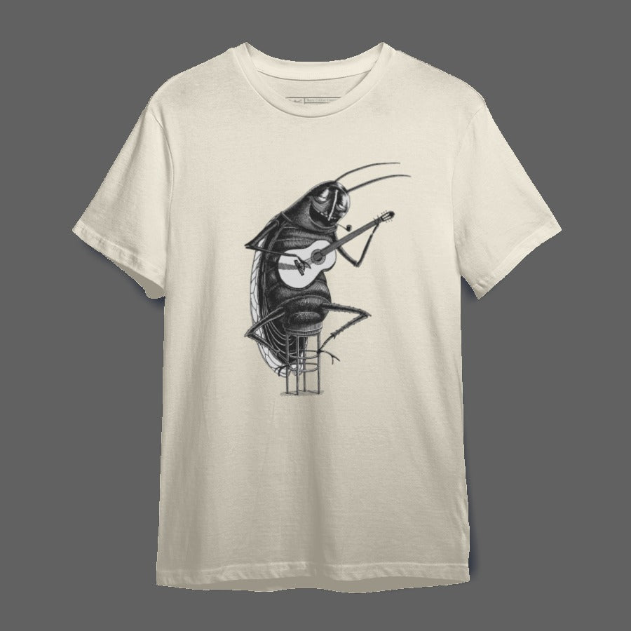 Guitar Playing Insect Illustration Graphic Tee